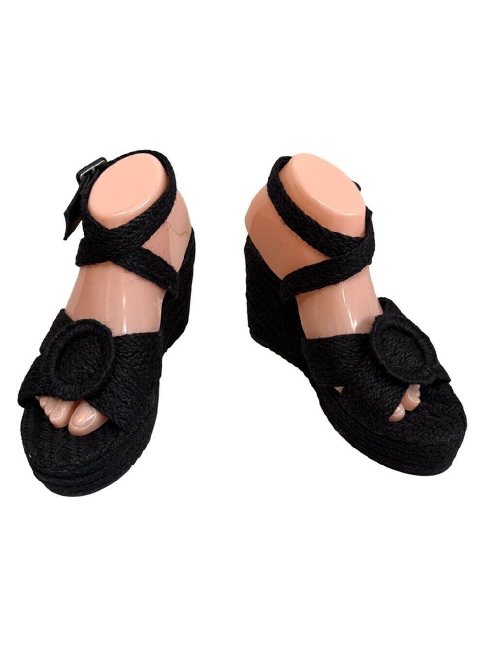 Beach by Matisse Black Jute Platform Sandals Size 8